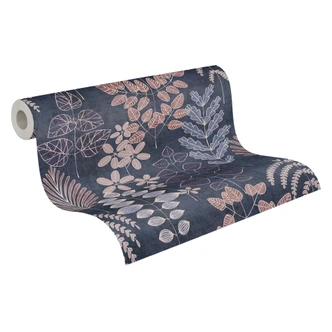 Vliestapete Retro - markantes Retro-Muster in Taubenblau & Steingrau Vliestapete Retro - markantes Retro-Muster in Taubenblau & Steingrau