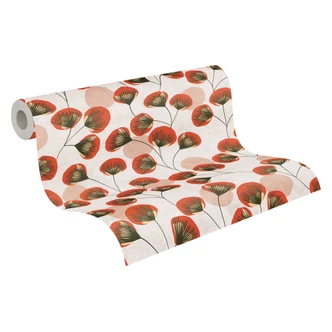 Carta da parati Skandi in tessuto non tessuto - suggestivo motivo retrò in grigio e terracotta 