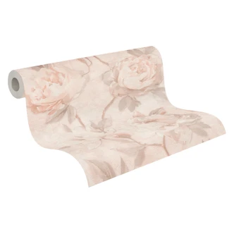 Florale Tapete Pfingstrosen Apricot Beige - Vliestapete im Vintage-Look matt Florale Tapete Pfingstrosen Apricot Beige - Vliestapete im Vintage-Look matt