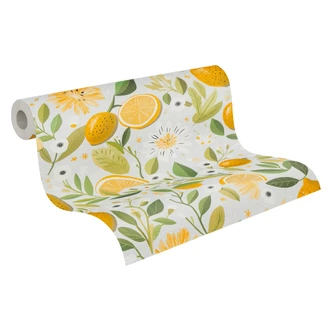 Obst-Tapete Zitronen Orange Grün - Vliestapete modern bunt - Küche & Esszimmer Obst-Tapete Zitronen Orange Grün - Vliestapete modern bunt - Küche & Esszimmer