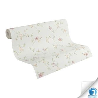 Bloemen behang zacht roze groen wit - bloemenpatroon Vliesbehang - behangen zonder plakken Bloemen behang zacht roze groen wit - bloemenpatroon Vliesbehang - behangen zonder plakken