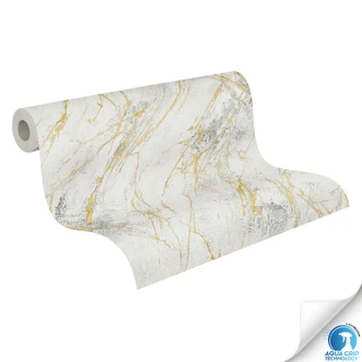Papier peint marbre blanc or gris - papier peint intissé avec structure - pose sans colle 