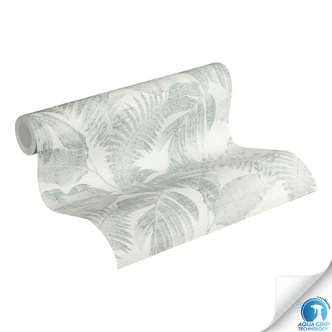 Papier peint imitation jungle vert blanc - texture papier peint intissé - tapisserie sans colle 