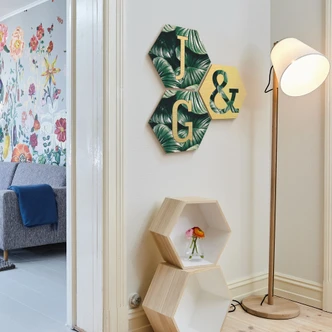 Hexagon Alu-Dibond Goud Decoletters - Jungle &2 