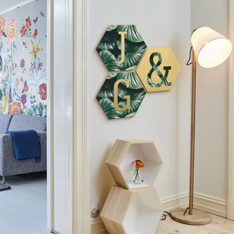 Hexagon Alu-Dibond Gold Decorative Letters Jungle 