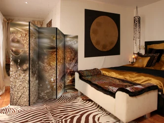 Kamerscherm - Gouden paardenbloemen, 5-delig - 225x172 cm 