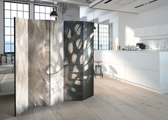 Paravent, Raumteiler freistehend, Trennwand -  Elegante Feder , 5-teilig - 225x172 cm 