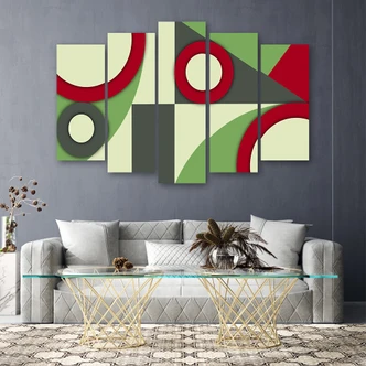 Leinwandbild 5 teilig, Geometrische Abstraktionsformen 