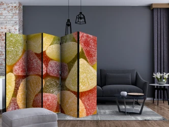 Paravent, Raumteiler freistehend, Trennwand - Tasty fruit jellies II, 5-teilig - einseitig bedruckt - 225x172 cm 