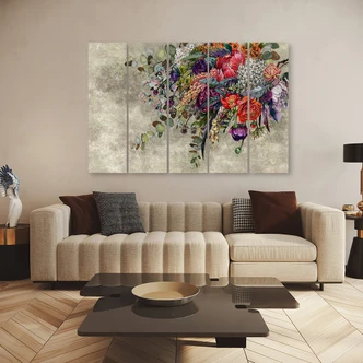 Leinwandbild 5 teilig, Blumenstrauß 