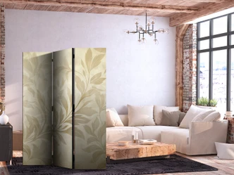 Paravent, Raumteiler freistehend, Trennwand - Botanical Motif with Leaves and Vines in Sandy Colors. 
