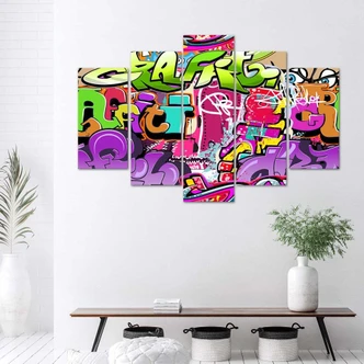 Leinwandbild 5 teilig, Graffiti-Abstraktion 