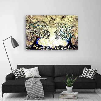 Leinwandbild, Kussbaum Liebe Abstraktion 