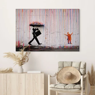 Wandbild Banksy - Coloured Rain - Alu-Dibond 