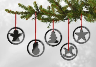 Acryldeko Baumschmuck-Ringe (5-teilig) 