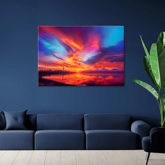 Canvasbillede, Abstrakt himmel over en by 