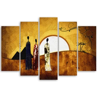 Leinwandbild 5 teilig, Afrika - Frauen - Landschaft 