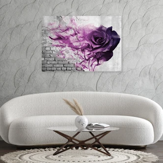Leinwandbild, Lila Rose Blumen Ziegeloptik 