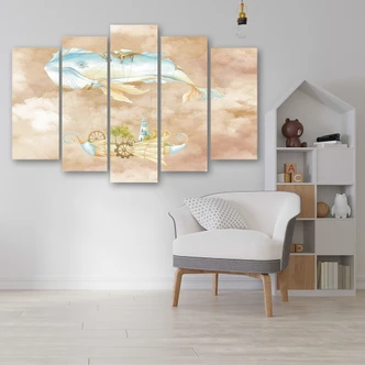 Leinwandbild 5 teilig, Fliegerwal und Schiff 