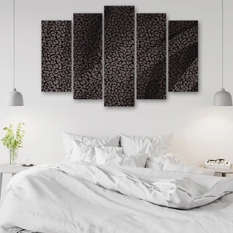 Leinwandbild 5 teilig, Leopard Leopard Pelfpatches Muster 