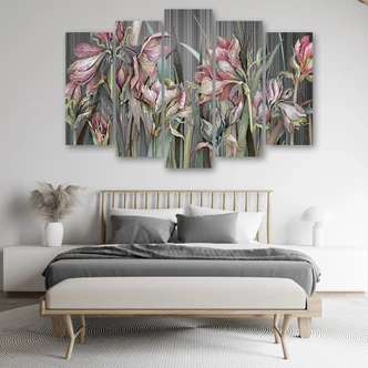 Leinwandbild 5 teilig, Iris Blumen 