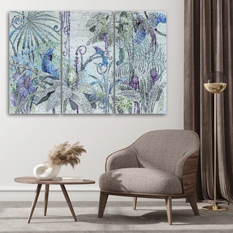 Leinwandbild 3 teilig, Mosaik -Dschungel 