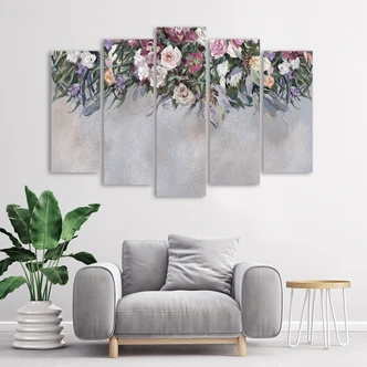 Leinwandbild 5 teilig, Blumen überwachsen 