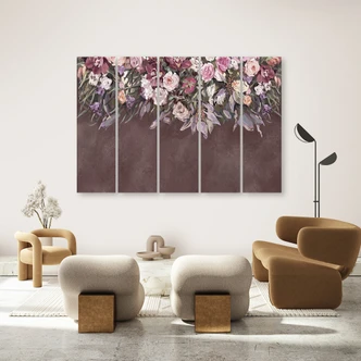 Leinwandbild 5 teilig, Blumen überwachsen 