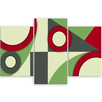 Leinwandbild 3 teilig, Geometrische Abstraktionsformen 