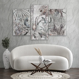 Leinwandbild 3 teilig, Mosaik -Dschungel 
