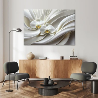 Leinwandbild Weiße Orchidee abstrakt 3D 