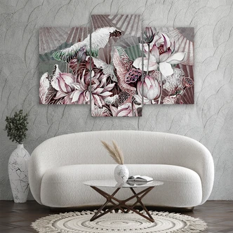 Leinwandbild 3 teilig, Heilige Lotos und Fanter 