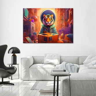 Canvasbillede, Abstrakt moderne tiger 