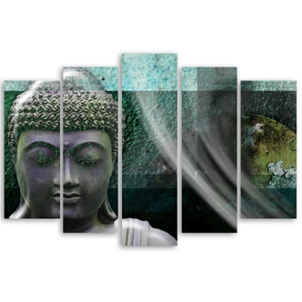 Leinwandbild 5 teilig, Zen Buddha Türkis Wellness 