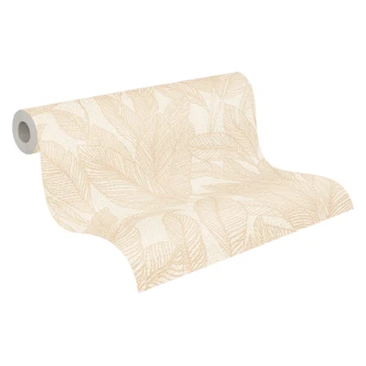 COSMOPOLITAN papier peint chambre à coucher avec feuilles beige crème - papier peint intissé naturel COSMOPOLITAN papier peint chambre à coucher avec feuilles beige crème - papier peint intissé naturel
