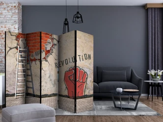 Paravent, Raumteiler freistehend, Trennwand - Unsichtbare Hand der Revolution , 5-teilig - 225x172 cm 