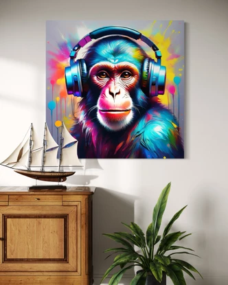 Leinwandbild Affe DJ Pop Art 