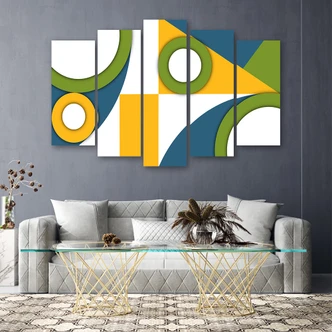 Leinwandbild 5 teilig, Geometrische Abstraktionsformen 