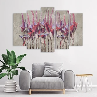 Leinwandbild 5 teilig, Pflanzen Blumen Simnitło 
