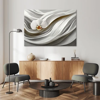 Leinwandbild Weiße Orchidee und Abstraktion 3D 