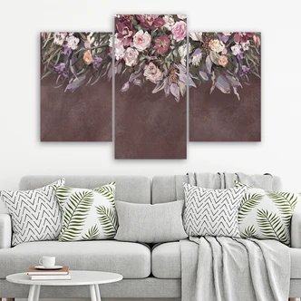 Leinwandbild 3 teilig, Blumen überwachsen 