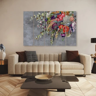 Leinwandbild 5 teilig, Blumenstrauß 
