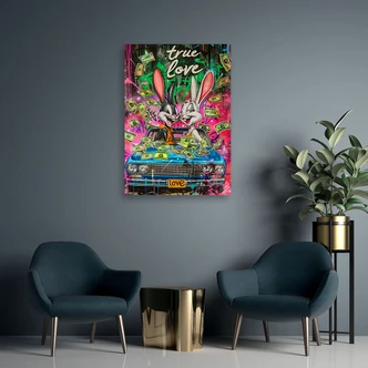 Tableau sur toile, Lapin dollar coloré 