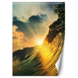 Fototapete, Die Sonne durch die Wellen Fototapete, Die Sonne durch die Wellen