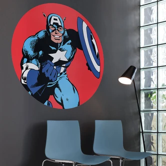 Zelfklevend Vliesbehang - Marvel PowerUp Captain America - 125 x 125 cm 