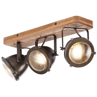 Spotbalken Dilara, braun, 18,5 x 43 cm, Holz Deckenspots, dimmbar Spotbalken Dilara, braun, 18,5 x 43 cm, Holz Deckenspots, dimmbar