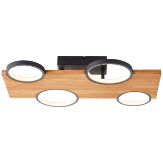 Deckenleuchte Elena, braun, 55 x 34,6 cm, Holz LED-Deckenleuchte, dimmbar 