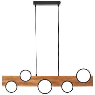 Pendelleuchte Elena, 100 x 6 cm, max. Höhe: 150 cm, Holz LED-Pendelleuchte, dimmbar, braun 