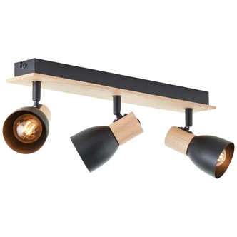 Spotbalken Emil, schwarz/braun, 16,5 x 47,5 cm, Holz Innenleuchte Spotbalken Emil, schwarz/braun, 16,5 x 47,5 cm, Holz Innenleuchte