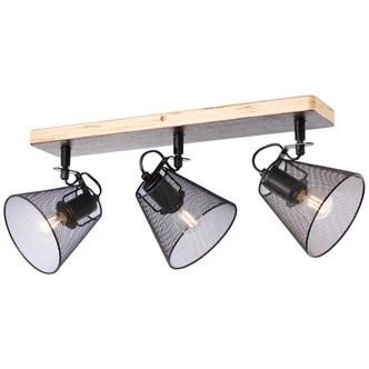 Spotbalken Tom, braun, 56,8 x 20 cm, Holz Deckenspots, dimmbar Spotbalken Tom, braun, 56,8 x 20 cm, Holz Deckenspots, dimmbar